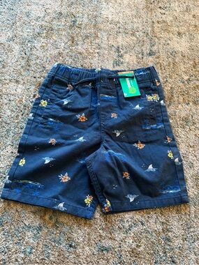 Navy Floral & Surf Motif Kids Shorts